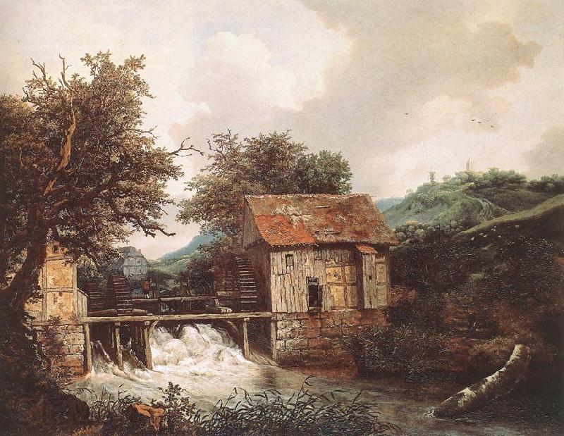 Jacob van Ruisdael Two Watermills and an Open Sluice near Singraven Germany oil painting art